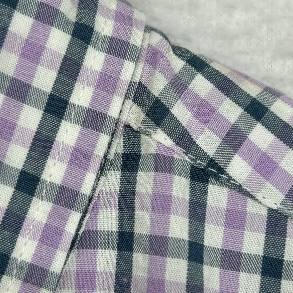 J.CREW Shirt Mens XL Flex Washed Classic Gingham Check Button Down Cotton Purple